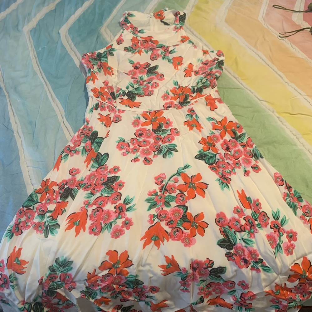 Ann Taylor Floral High-Neck Mini Dress